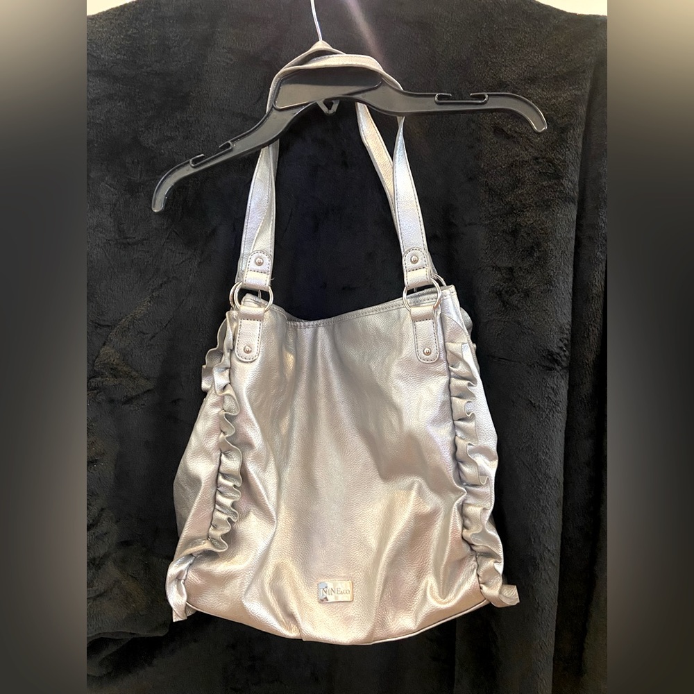 Nine & Co silver ruffle purse